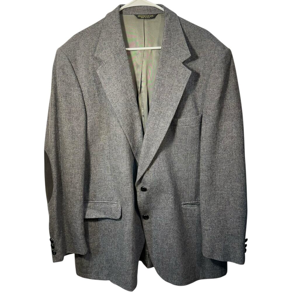 VTG EAGLE CLOTHES Wool Blazer Mens SZ Elbow Patch Academia Old Money Tweed FLAW